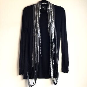 BKE Boutique cardigan with lace and sequin strips collar witchy boho hippie S